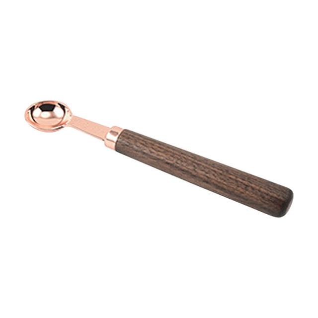 Wooden Spoons for Cooking Measuring Spoons with Wooden Handle Food Grade Polished Surfaces Reusable Measuring Spoons Cooking Tool Measuring Spoons Rose Gold Stainless Steel Measuring Spoons