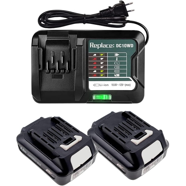 2 piezas BL1021B para Makita 12V batería con cargador 10.8V-12V DC10WD DC10SB para batería Makita 12V BL1021B BL1016 BL1041B