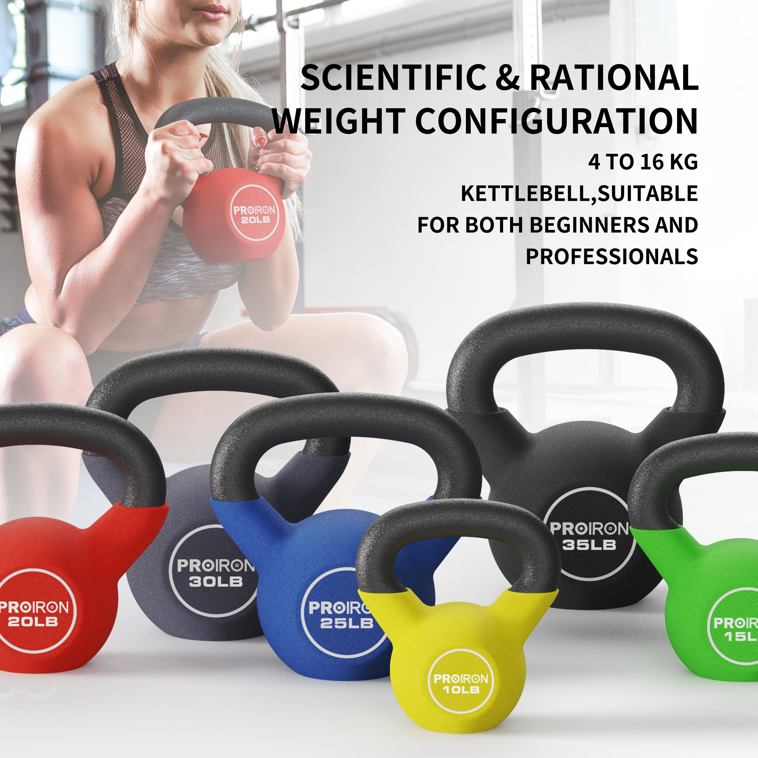 PROIRON Neoprene Coated Kettlebell 20Lb, Single
