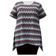 thumbnail image 1 of A Personal Touch Women's Plus Size Short Sleeve Round Neck Sharkbite Hem Pullover Top - Grey Aztec - 7X, 1 of 3