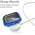 thumbnail image 2 of Case Compatible avec Apple Watch Série 7 41mm / 45mm PC Pare-Chocs avec Protection d'Écran en Verre Trempé Mat Couverture Rigide de Couleur Unie (Bleu Diamant, 41mm), 2 of 5