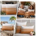 thumbnail image 4 of Orange White Ombre Outdoor Pillow Covers 16x16 Set of 2,Waterproof Patio Throw Pillowcase Protectors,Farmhouse Retro Simple Striped Art Decorative Pillow Shams Cushion Covers for Seat Bed Couch Sofa, 4 of 8