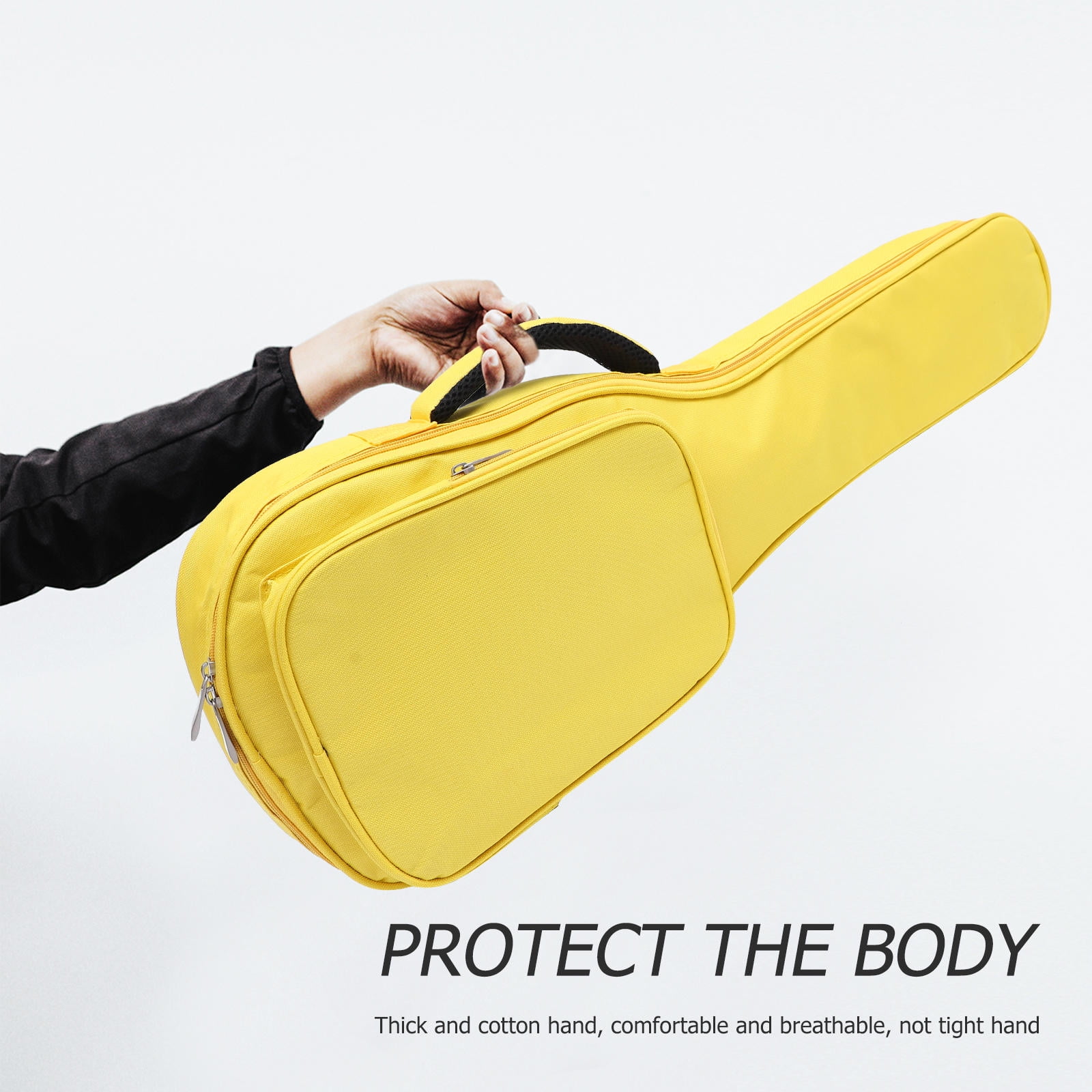DEEPCRAFF Yellow Portable Canvas Ukulele Bag with Padded Comfortable Material, Includes 1Pc Storage Pouch for Travel