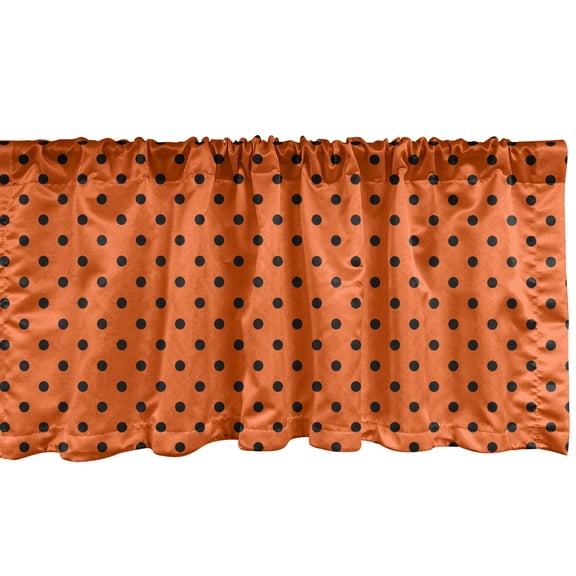 Ambesonne Orange Window Valance, Vintage Polka Dots Tile, 54" X 12", Orange Black
