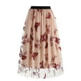 thumbnail image 2 of Edvintorg Women's Skirts Summer Retro Temperament Mesh Embroidery A-Line Skirt Casual High Waisted Elegant Skirts Ladies Red XL, 2 of 3