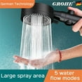 Fridja Shower Head with Hose and on off Switch, 5 Setting High Pressure Handheld Shower Head