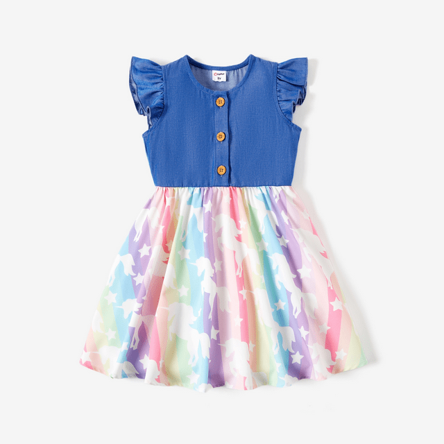 PatPat Toddler/Kid Girl Sweet Colorblock Floral Print Dress