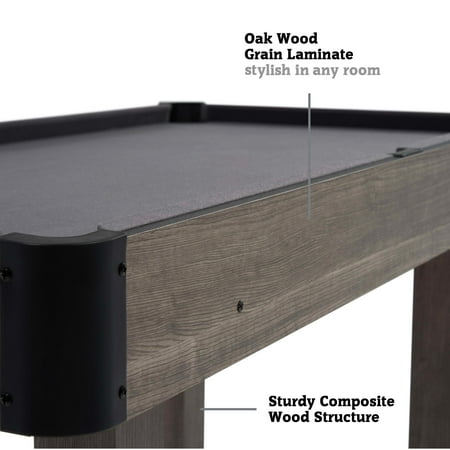 Hall of Games - 4' Charleston Drop Pocket Table With Pool Ball and Cue Stick Set - Brown/Gray