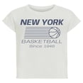 thumbnail image 2 of Women's Sportiqe  Cream New York Knicks Athletic Club Collection Alana Premium Cropped T-Shirt, 2 of 3