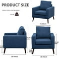 thumbnail image 7 of Upholstered Flannel Fabric Accent Chair, Mid Century Modern Armchair with Solid Wood Legs, Upholstered Comfy Single Sofa for Living Room Bedroom, Family Sofa for Office Guests, Dark Blue, 7 of 7