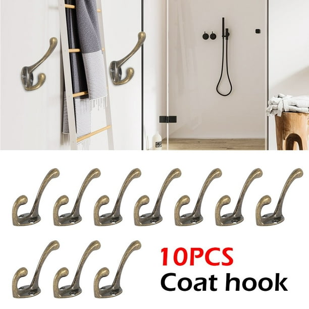 EIMELI 10Pack Heavy Duty Dual Coat Hooks Wall Mounted with 20 Screws Vintage  Antique Bronze Hooks for Door Coat Hooks Bathroom Kitchen 
