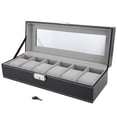 thumbnail image 2 of Caja organizadora de relojes, delicada caja de lujo con 6 rejillas, estuche para guardar joyas, 2 of 15