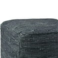 thumbnail image 3 of Pemberly Row Pouf Carré Bohème Moderne en Cuir Véritable Tressé Gris, 3 of 7