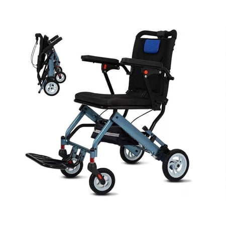 Ultra-Lightweight Folding Transport Wheelchair for Adults – 16" Wide Seat – Aircraft-Grade Aluminum Frame – Removable Reversible Armrests – Swing-Away Footrests – 8" PVC Rear Wheels