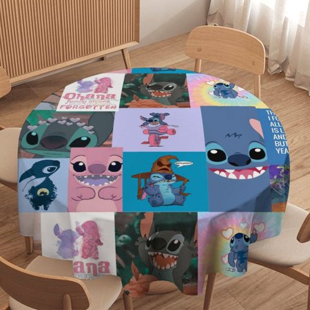 

Stitch Round Tablecloth，Waterproof Stain and Wrinkle Resistant Washable Fabric Table Cloth for Restaurant Picnic Indoor and Outdoor Dining