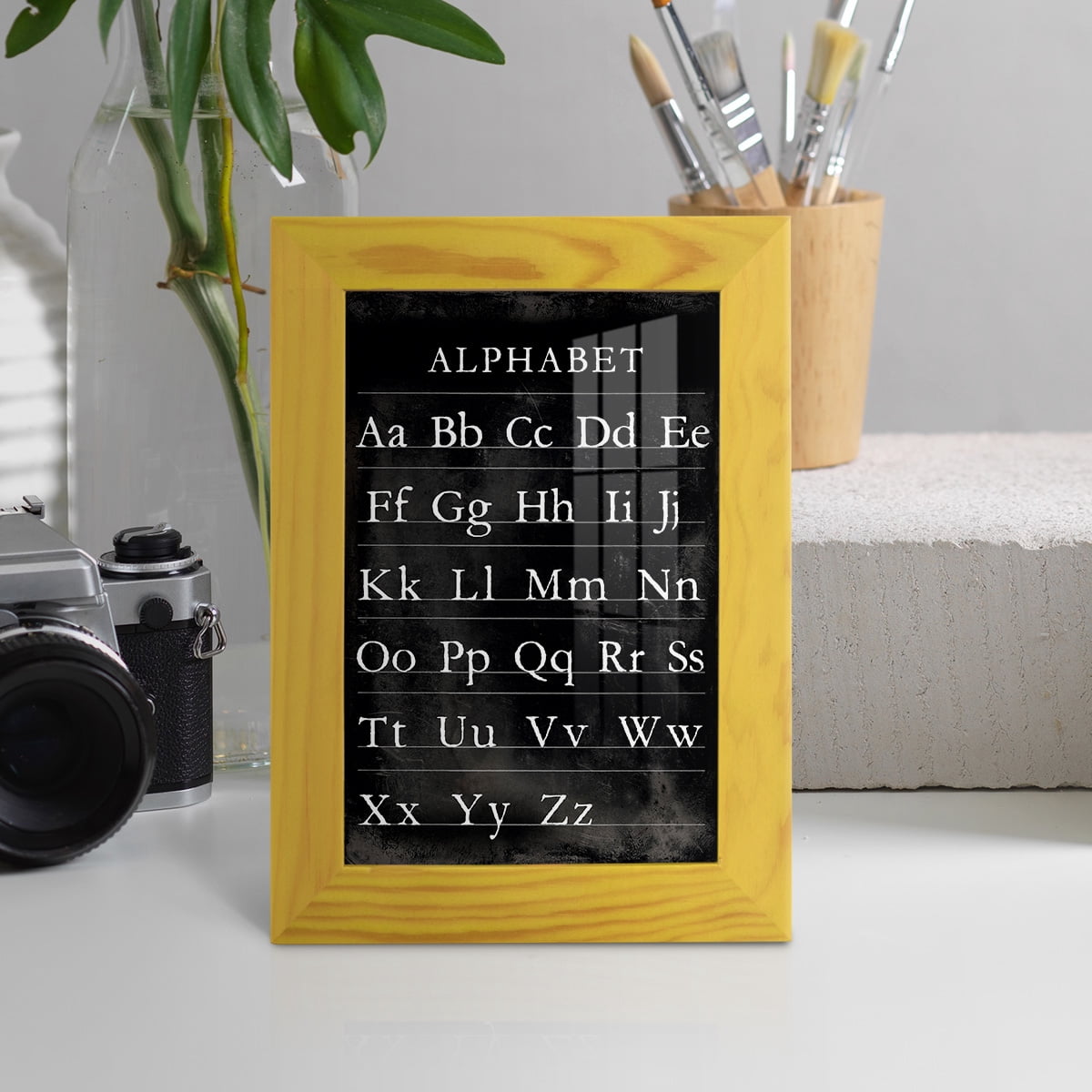 Alphabet Chart - Framed Print w/glass - Sunflower Yellow