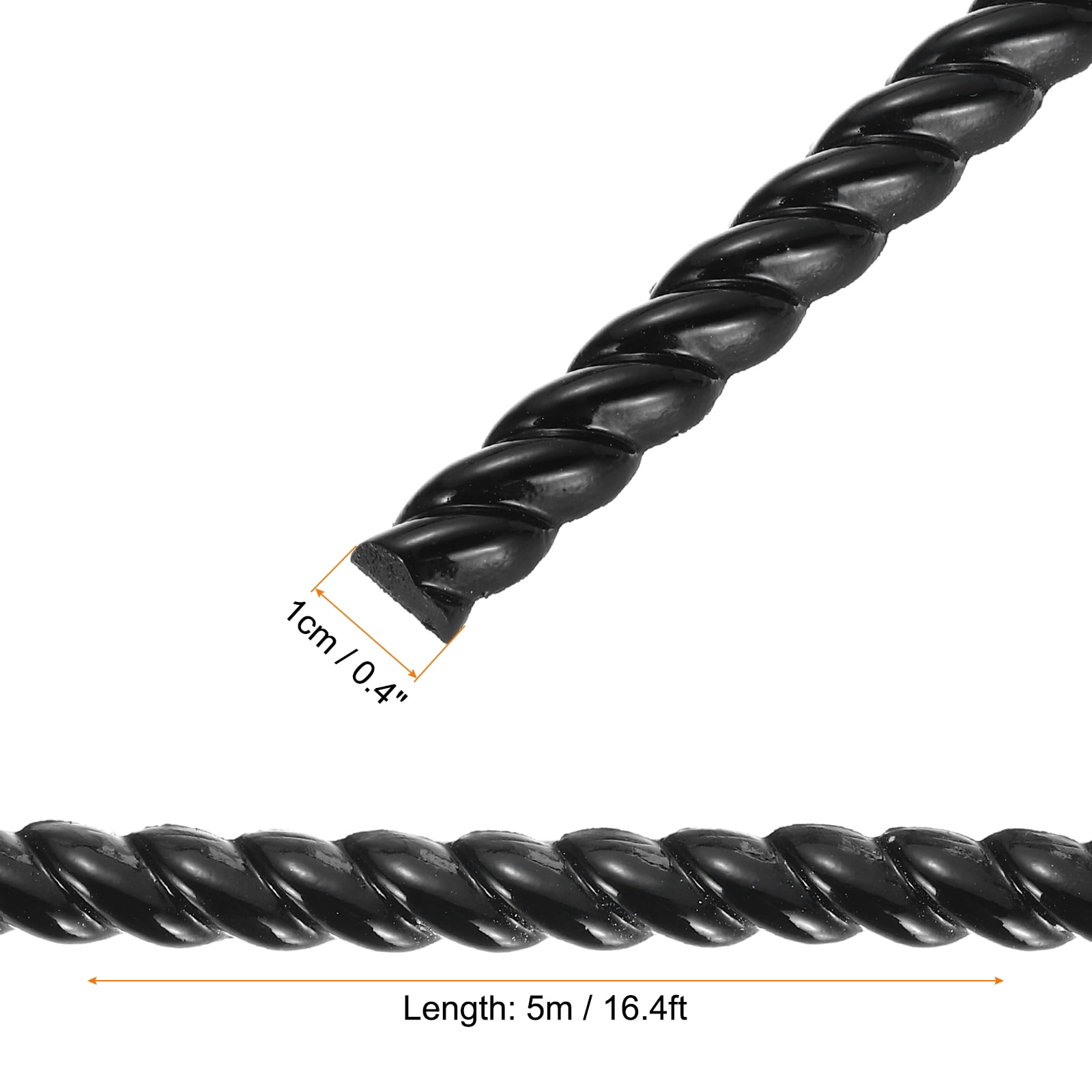 Unique Bargains Peel Stick Molding Trim Walls Adhesive Home Decor Black 0.4" x 16 ft