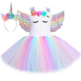 thumbnail image 2 of Vestido de tul con tutú de unicornio y princesa para niñas, con flores pastel, para fiesta de cumpleaños de niñas, disfraces de Halloween para niños, 2 of 5