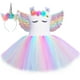 thumbnail image 2 of Vestido de tul con tutú de unicornio y princesa para niñas, con flores pastel, para fiesta de cumpleaños de niñas, disfraces de Halloween para niños, 2 of 5