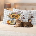 thumbnail image 3 of Fall Sunflower Outdoor Waterproof Pillow Covers, Thanksgiving Pumpkin Botanical Leaf Gray Plaid Decorative Rectangle Throw Pillowcase Sofa Cushion Sham for Patio/Couch/Chair, 20"x12" 2 Pack, 3 of 8