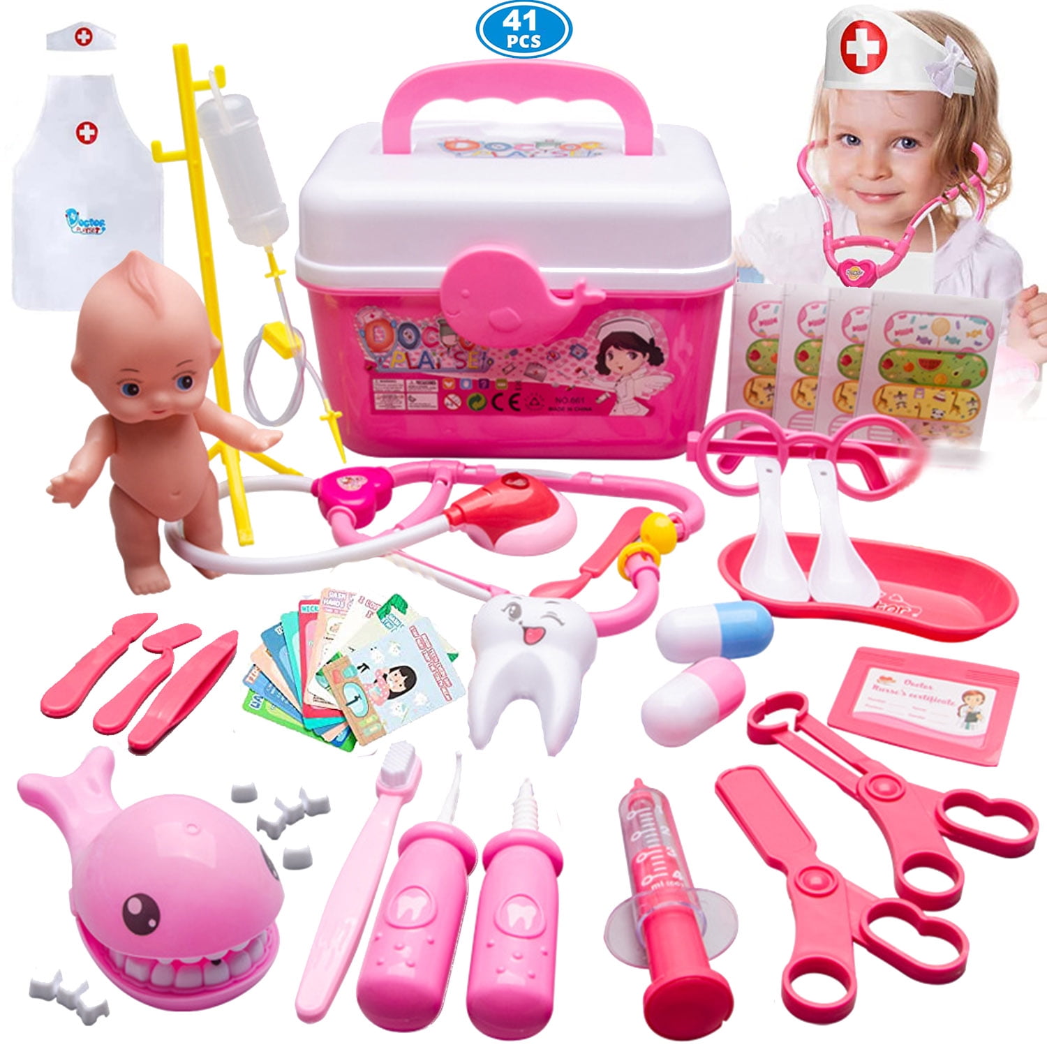 NimJoy Preschool Toys Doctor Play Set W/Case & Doll Medical Kit for