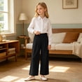thumbnail image 5 of Kids Uniforms for Girls Wide Leg Dress Pants with Pockets Back To School Pull-On Outfits Size 9-10 Years, 5 of 5