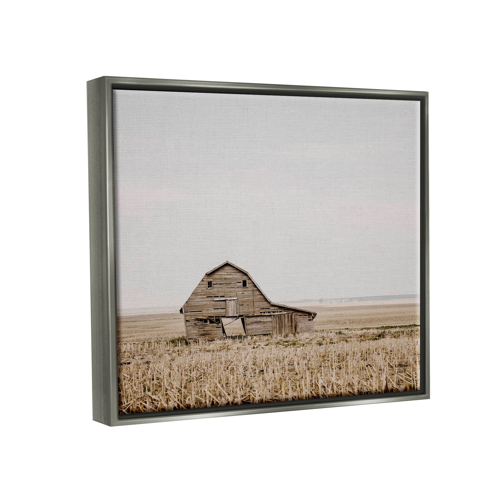 Stupell Industries Ranch Barn Photography Landscape Photography Gray Floater Framed Canvas Art Print Wall Art, 21 x 17
