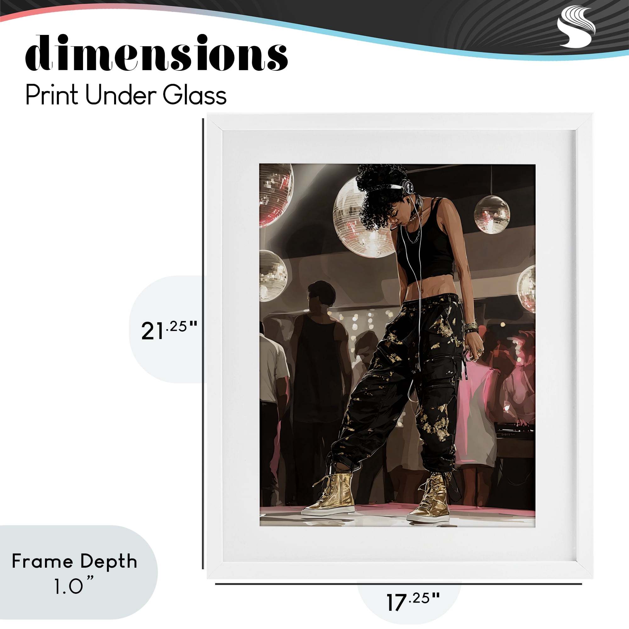 Stupell Industries Silent Disco Lone Dancer White Framed Print Under Glass, design by Franklyn Gregory