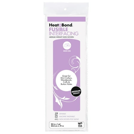 Heatnbond Fusible Medium Weight 20 inch x 1 Yard Precut Fabric Interfacing - White
