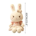 thumbnail image 3 of Plush Bunny Stuffed Animal, Beige Rabbit with Floral Strawberry Dress & Bow, Soft Easter Bunny Gift for Girls, Cottagecore Decor, Vintage Style Toy, 3 of 7