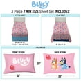 thumbnail image 3 of Bluey Balloon Party Kids 3 Piece Pink Bed Sheet Set, Twin, 3 of 7