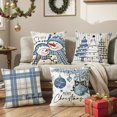 thumbnail image 3 of Blue Christmas Pillow Covers Snowman Christmas Tree Buffalo Plaid Check Christmas Throw Pillow Covers 18 x 18 Inch Set of 4 Xmas Winter Holiday Decorative Pillow Covers Cushion Cases for Sofa Couch, 3 of 6