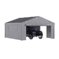 thumbnail image 6 of Dateyes  20x20ft Heavy Duty Carport Canopy, Portable Outdoor Garage with Removable Sidewalls & Roll-Up Doors, All-Weather Car Shelter for Cars, Boats, Trucks and Tools Storage, Gray, 6 of 9