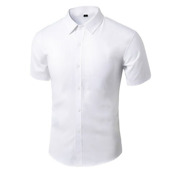 SROBPTY Mens Summer Top, Short Sleeve Shirts for Men, Men's Flax Long Sleeve Button Turn Down Solid Color Breasted Shirt Top White, L