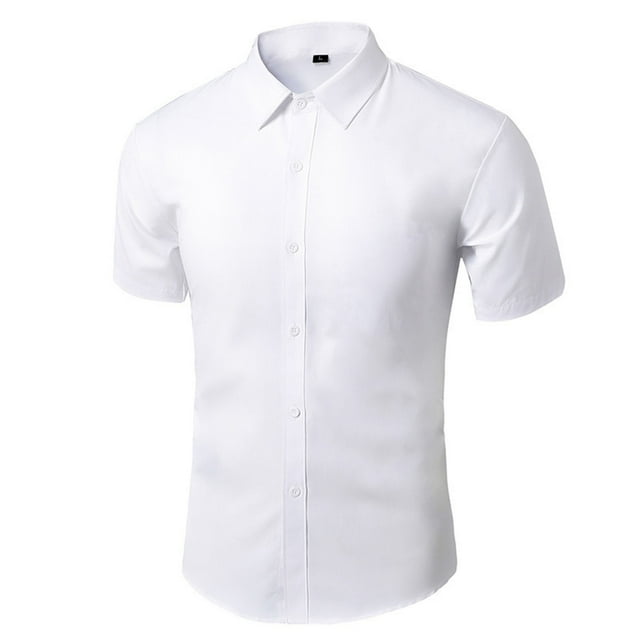 Offres d'Accès Anticipé Ofreoo Chemise à Manches Courtes en Lin pour Hommes, Boutonnée, Col Rabattu, Couleur Unie