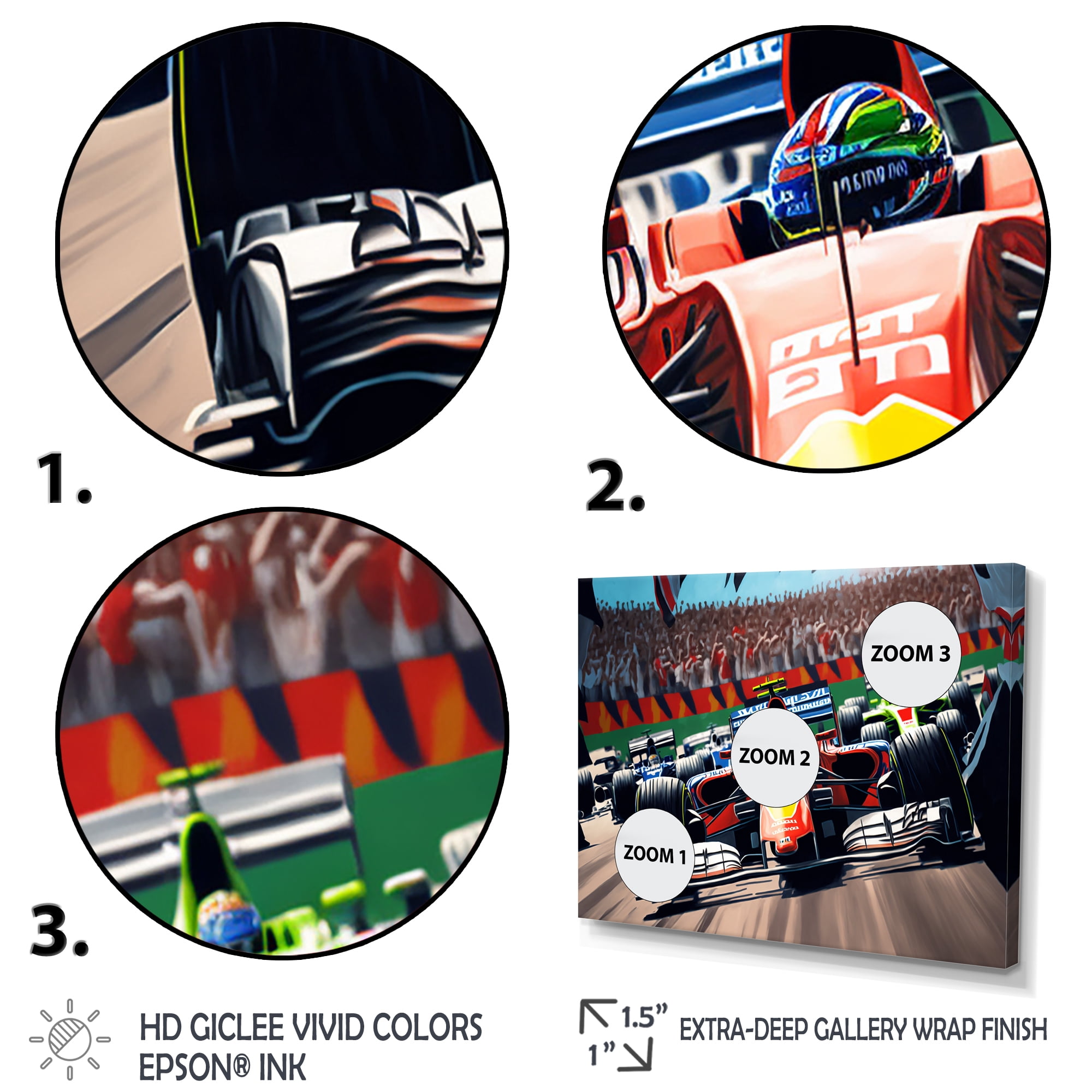 Designart Formula Car Racing II Canvas Wall Art