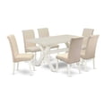 thumbnail image 2 of East West Furniture V-Style 7-piece Wood Small Dining Set in Dark Khaki Brown, 2 of 6