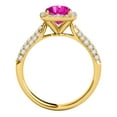 thumbnail image 3 of Aonejewelry 0.95 Ct. Ttw Diamond and Cushion Cut Pink Topaz Ring in 10K Yellow Gold, 3 of 4