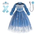thumbnail image 2 of Ropa de invierno Elsa Snow Queen Vestido de princesa Elsa de terciopelo de manga larga para niñas Lentejuelas degradadas brillantes Party Snowflake Dress120 Gao Jinjia LED, 2 of 2
