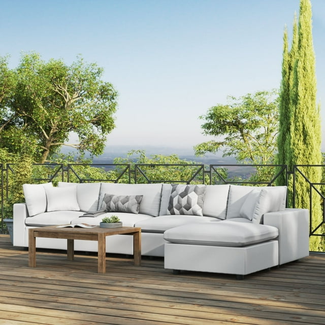 Modway Commix Sectionnel de Mobilier de Patio Extérieur 5 Pcs, Blanc