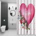 thumbnail image 3 of Valentines Day Shower Curtain for Bathroom, Pink Love Flowers Leaves Heart White Background Waterproof Cloth Fabric Bathroom Accessories Set with 12 Rust Proof Plastic Hooks, 60"x72", 3 of 9