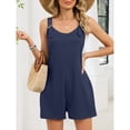 thumbnail image 2 of Women's Sleeveless V Neck Adjustable Strap Romper with Pockets Casual Summer, 2 of 8