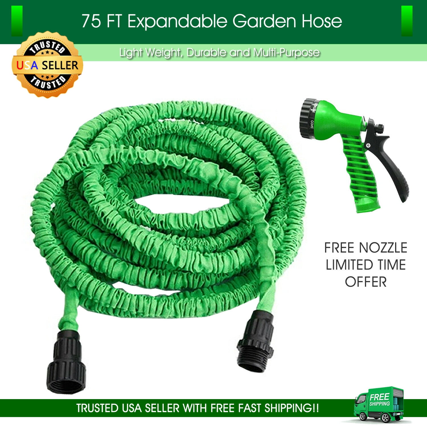 Details about   75 Feet Expandable Flexible Garden Water Magic Hose Spray Nozzle&gardening glove 
