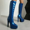 thumbnail image 2 of B91xZ Bottes à Talons Confortables d'Hiver Hauteur Genou, Bleu 7.5, 2 of 5