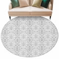thumbnail image 2 of 5ft Round Rug, Boho Black Pattern Non-Skid Rubber Backing Large Area Rugs - Living Room Bedroom Home Office, Modern Geometric Southwestern Vintage Indoor Floor Mat Carpets Washable Rug, 2 of 9
