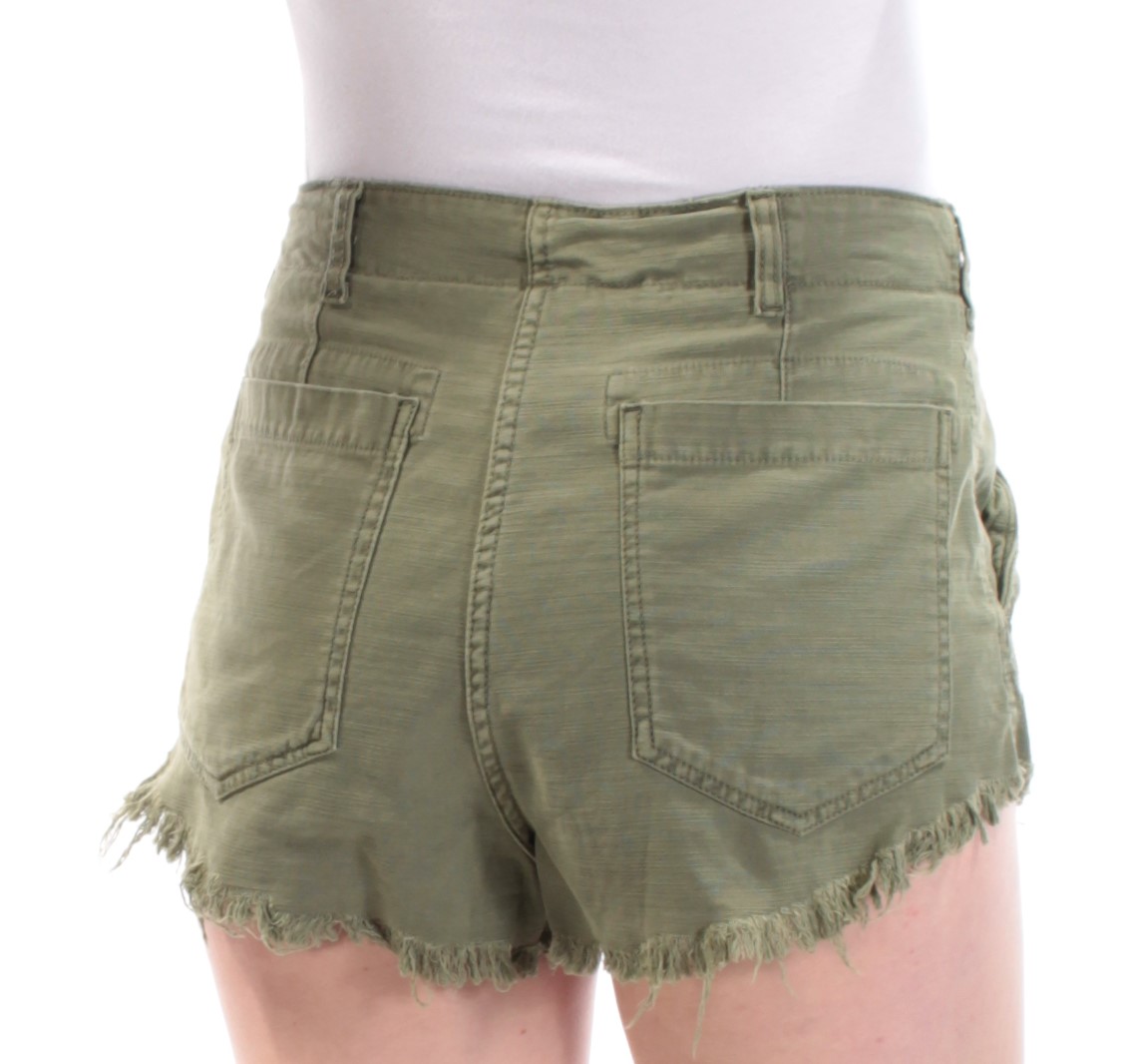 FREE PEOPLE $78 Womens New 1404 Green Frayed Cropped Casual Short 10 B+B - image 2 of 2