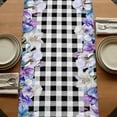 thumbnail image 5 of Table Runners 72 Inches Long Dress Scarves, Spring Flowers Farmhouse Kitchen/Dining Table Runner, Coffee Tablerunners, Watercolor Blossom Floral Black Plaid 14x72 Inch, 5 of 9
