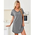 thumbnail image 2 of Ekouaer Cotton Nightgowns for Women 3 Pack Night Gown Short Sleeve Sleepshirts V Neck Sleepwear Soft Tshirt Pajama Dress, 2 of 6