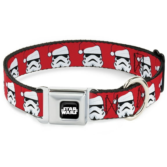 Star Wars Pet Collar, Dog Collar Metal Seatbelt Buckle, Stormtrooper Santa Claus Face Red, 9.5 to 13 Inches 1.0 Inch Wide