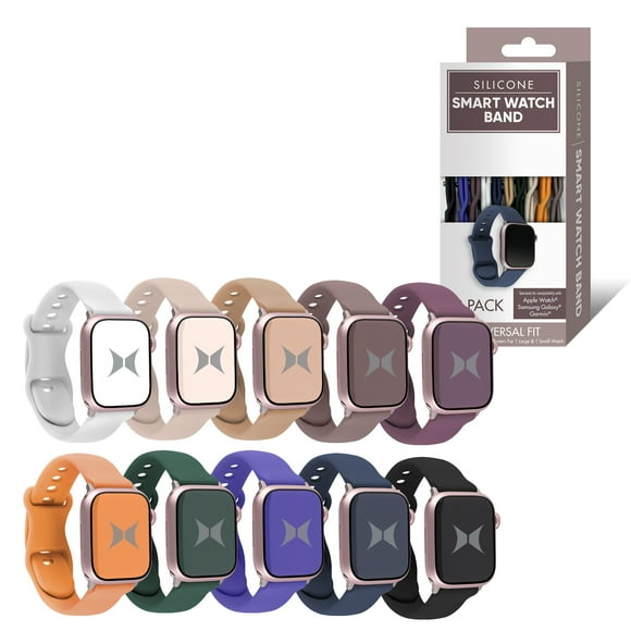 10-Pack Universal Silicone Smart Watch Bands - Adjustable Waterproof Straps for Apple, Samsung, Garmin (38mm/42mm)